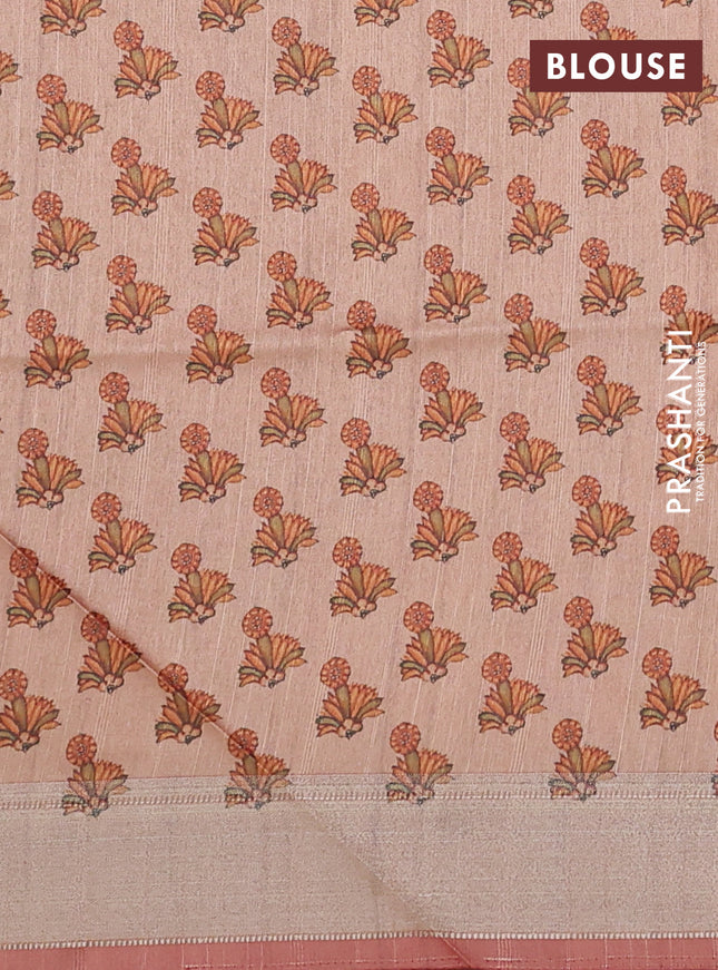 Semi dupion saree purple with plain body and mural printed pallu