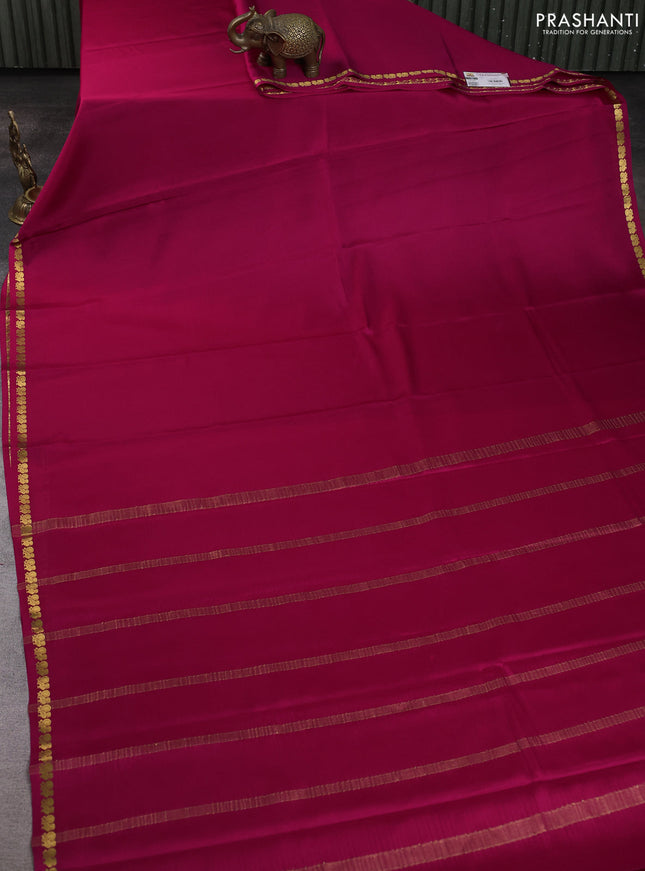 Pure mysore silk saree magenta pink with plain body and annam zari woven border