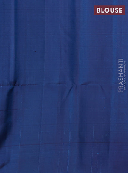 Pure soft silk saree cs blue and teal blue with allover zari weaves and temple zari woven border