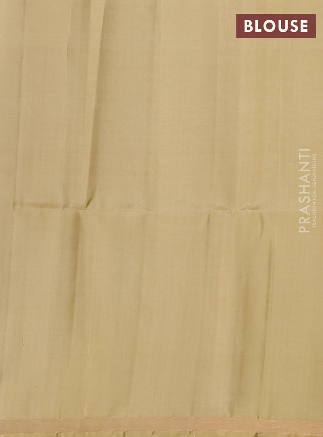 Pure soft silk saree green and pale yellow with zari woven buttas and zari woven border