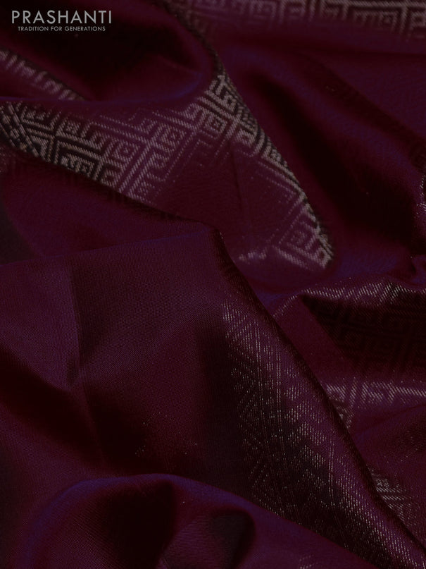 Pure soft silk saree wine shade with zari woven buttas and zari woven border