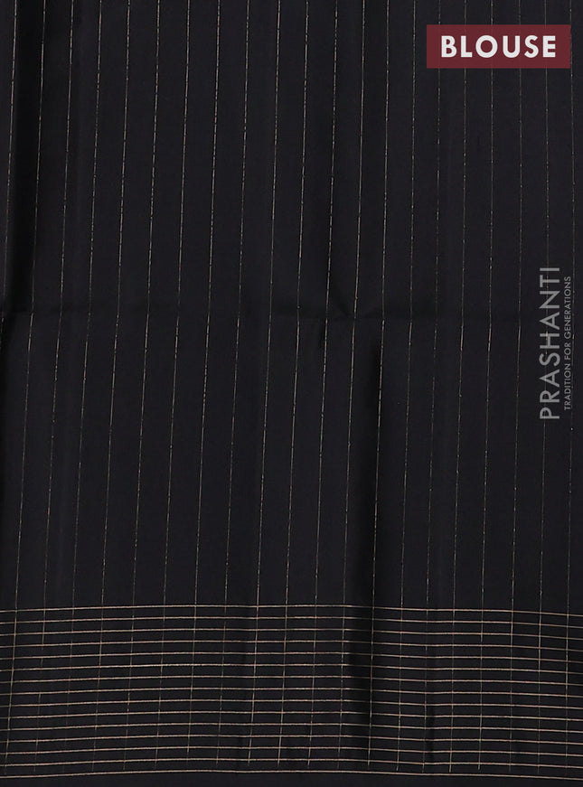 Pure soft silk saree deep maroon and black with allover zari weaves and zari woven border