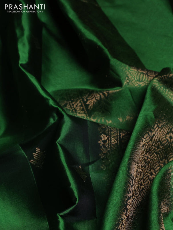 Pure soft silk saree green with zari woven buttas and zari woven border