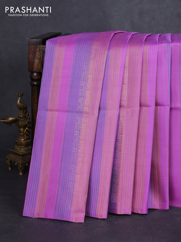 Pure soft silk saree lavender and purple with allover thread & zari weaves in borderless style