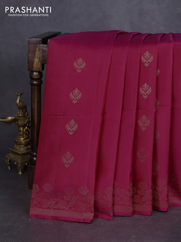 Pure soft silk saree pink with zari woven buttas and zari woven border