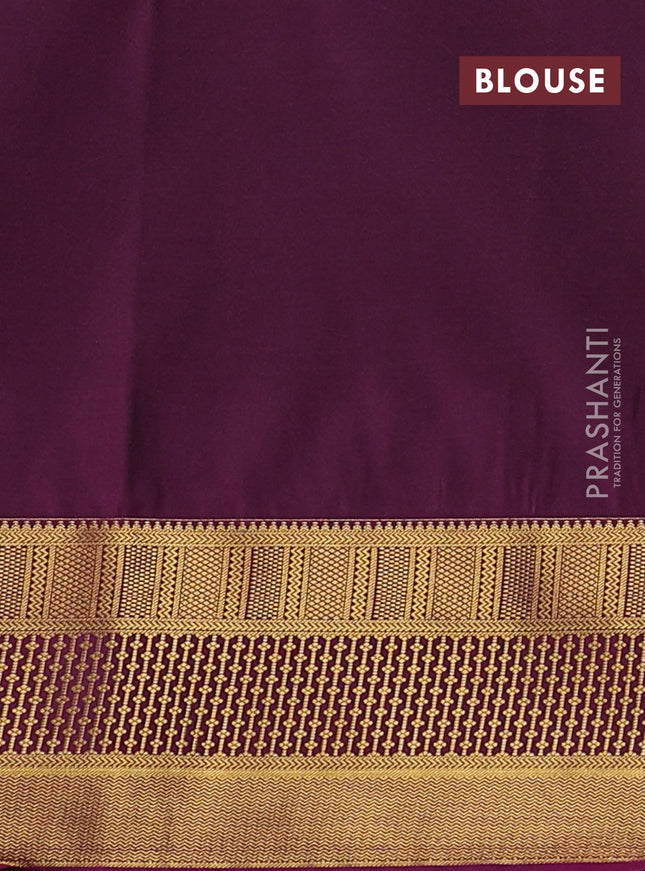 Semi soft silk saree deep purple and dark magenta pink with allover zari woven buttas and zari woven korvai border