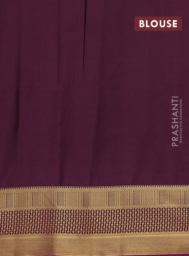 Semi soft silk saree pastel brown and magenta pink with allover zari woven buttas and zari woven korvai border