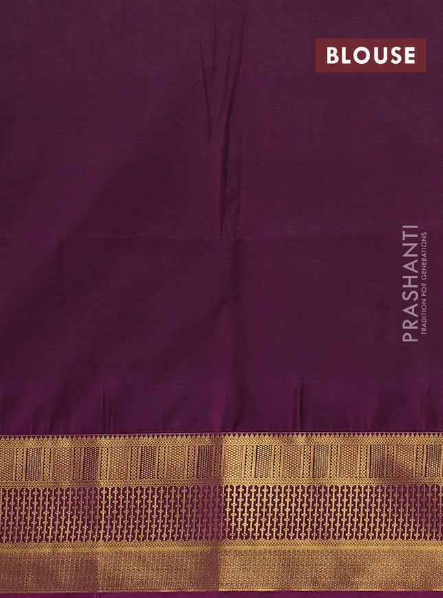 Semi soft silk saree deep jamun and dark magenta pink with allover zari woven buttas and zari woven korvai border