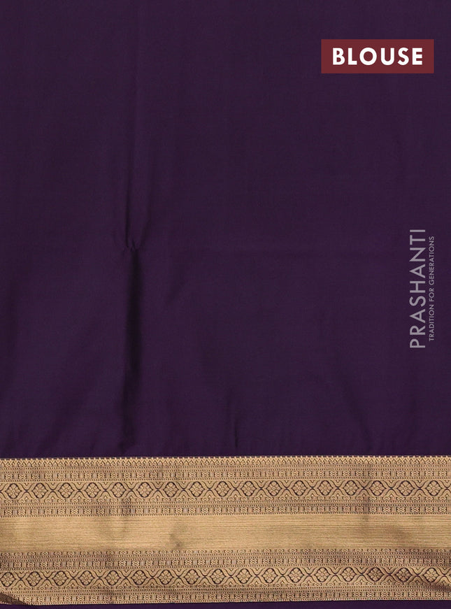 Semi soft silk saree grey and purple with allover zari woven buttas and zari woven korvai border