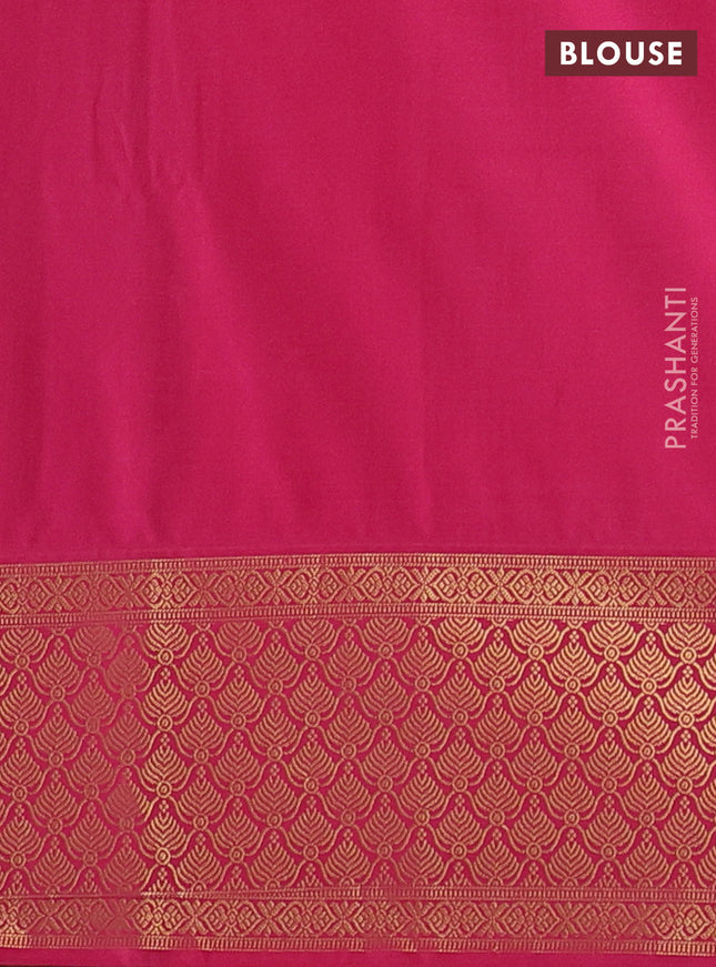 Semi soft silk saree pastel green and pink with allover zari weaves & buttas and zari woven korvai border
