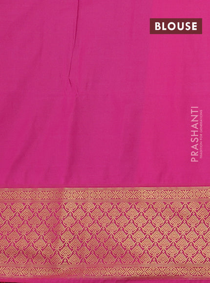 Semi soft silk saree grey and pink with allover zari weaves & buttas and zari woven korvai border