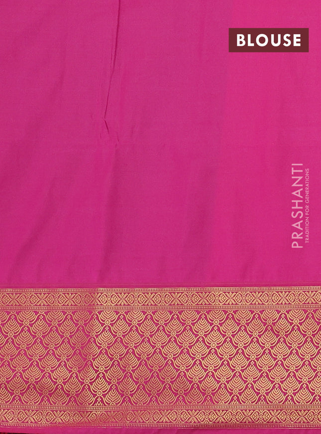 Semi soft silk saree grey and pink with allover zari weaves & buttas and zari woven korvai border
