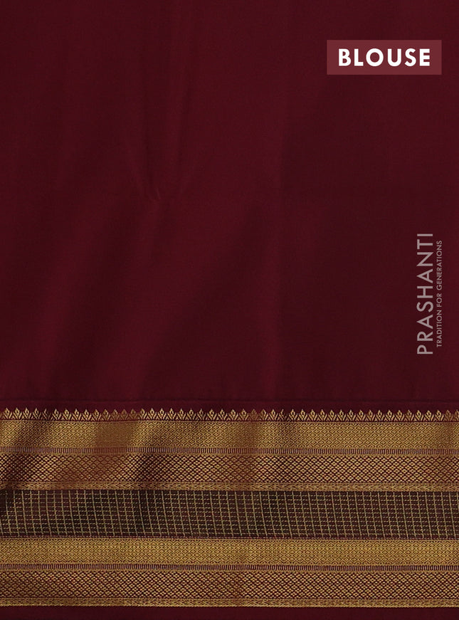 Semi soft silk saree peach pink and deep maroon with allover zari woven buttas and zari woven border