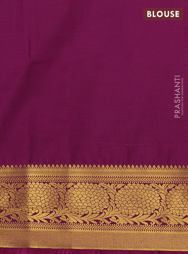 Semi soft silk saree violet and pink with allover zari weaves & buttas and zari woven korvai border