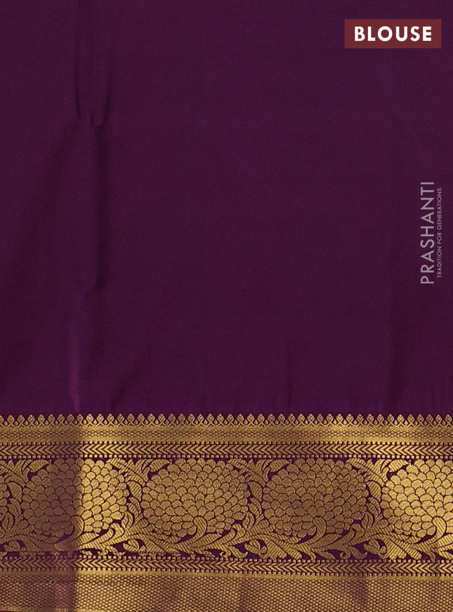 Semi soft silk saree navy blue and dark magenta pink with allover zari weaves & buttas and zari woven korvai border