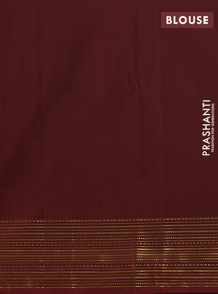 Semi soft silk saree grey and rust shade with allover zari woven buttas and zari woven korvai border