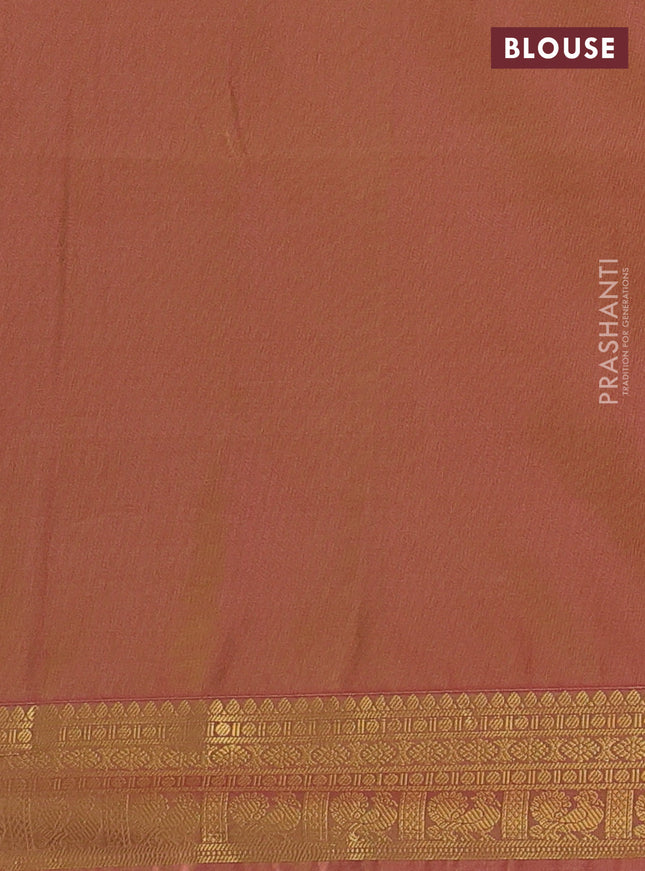 Semi soft silk saree pista green and pink with allover zari woven buttas and zari woven korvai border