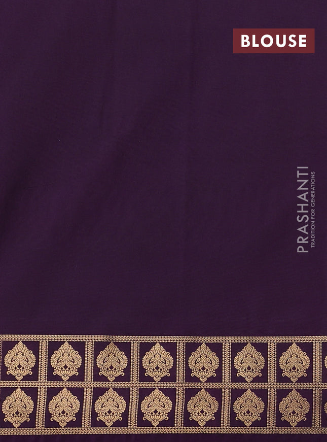 Semi soft silk saree peacock blue and deep purple with allover zari woven buttas and rettapet zari woven border