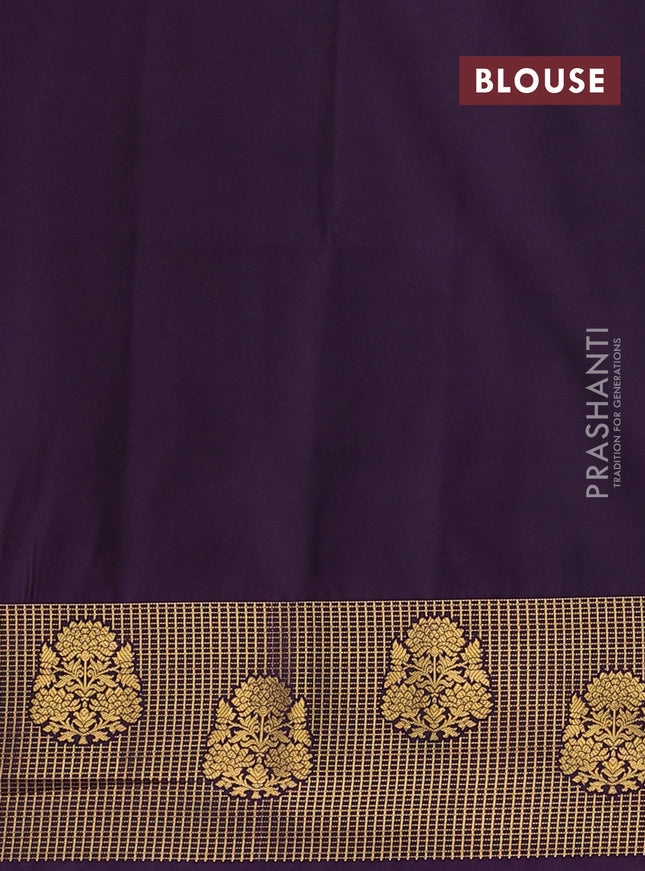 Semi soft silk saree wine shade and purple with allover zari woven buttas and zari woven border