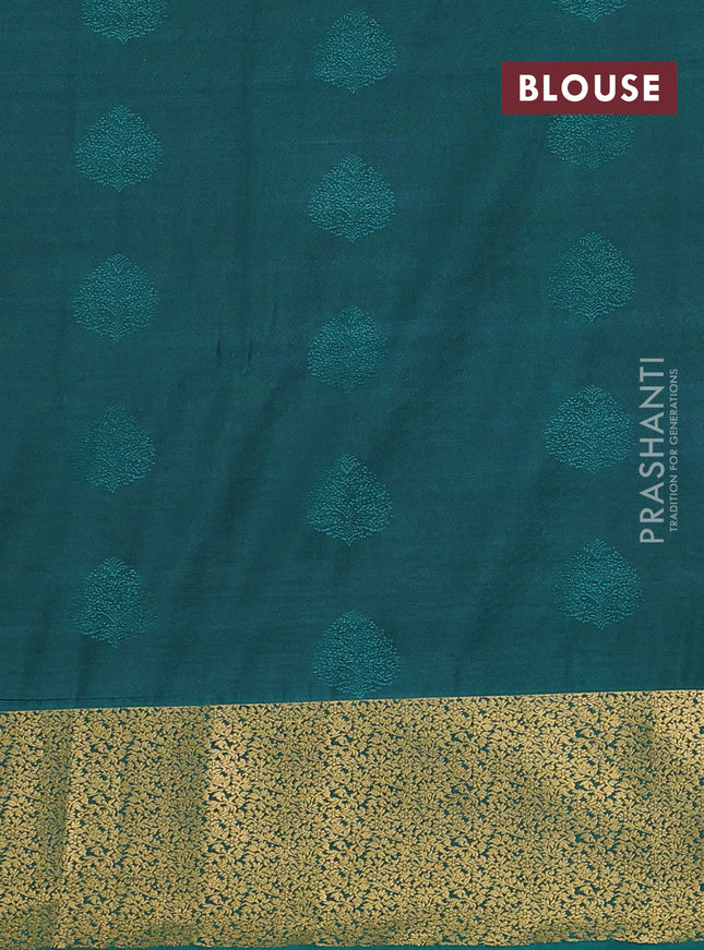 Semi soft silk saree pastel pink and teal green with allover zari weaves & buttas and zari woven border