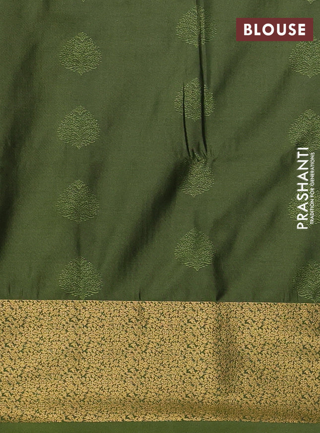 Semi soft silk saree grey and lime green with allover zari weaves & buttas and zari woven border