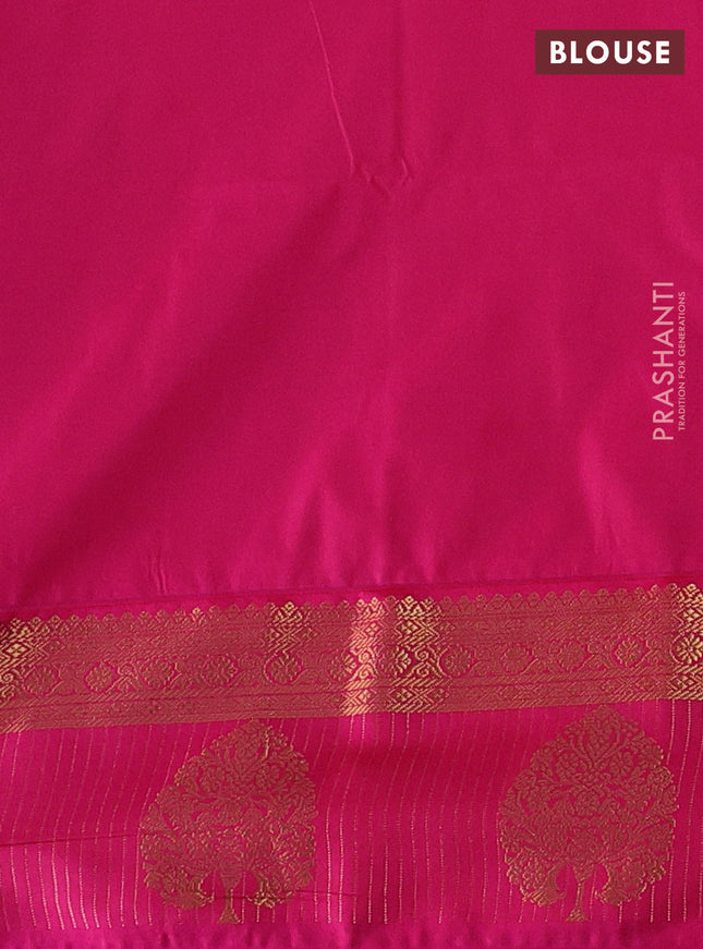Semi soft silk saree pale yellow and pink with allover zari woven buttas and zari woven korvai border