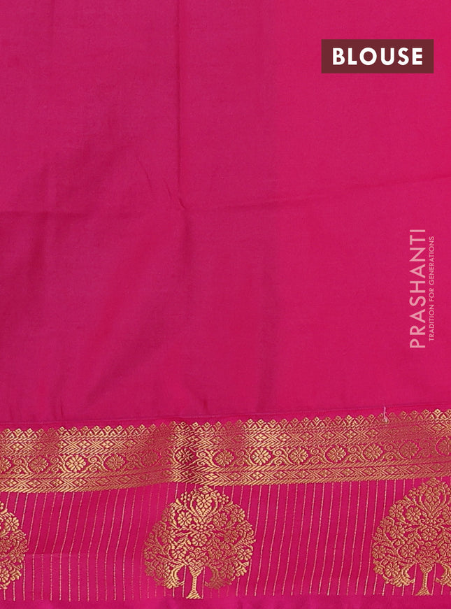 Semi soft silk saree pastel green and pink with allover zari woven buttas and zari woven korvai border