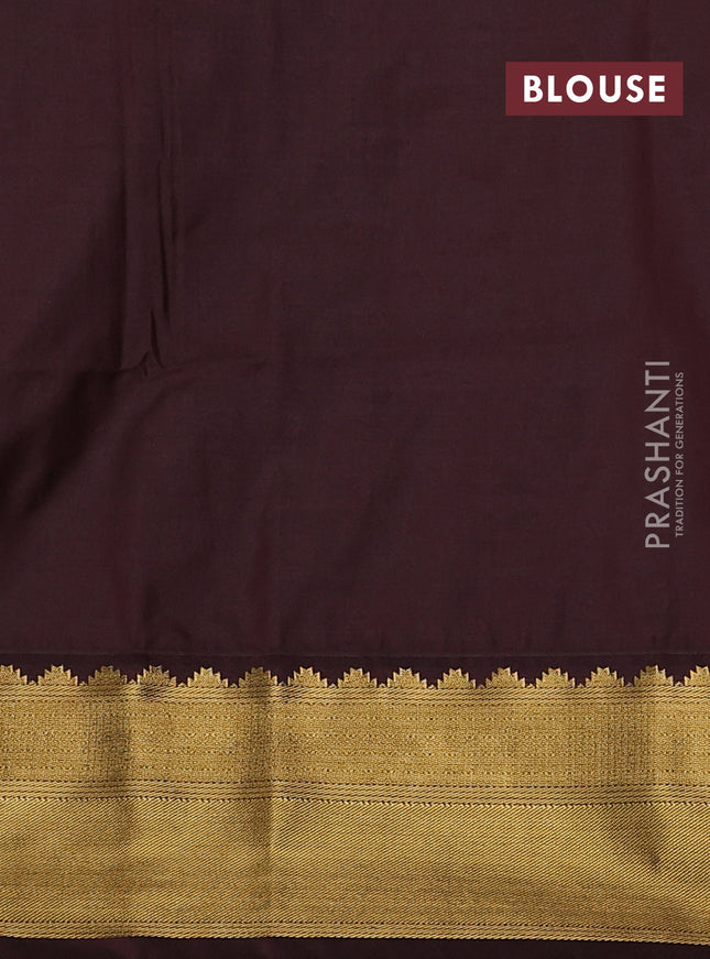 Semi soft silk saree beige and coffee brown with allover zari weaves & buttas and zari woven korvai border