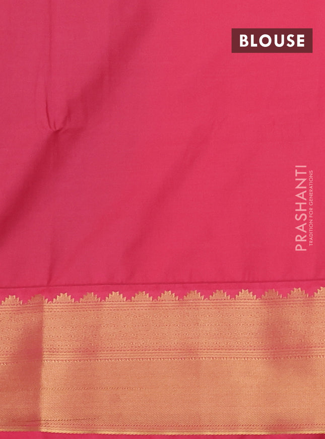 Semi soft silk saree purple and peach pink with allover zari weaves & buttas and zari woven korvai border