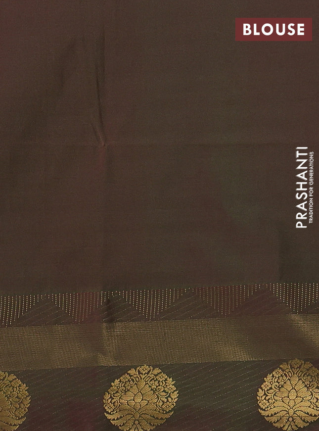 Semi soft silk saree rustic orange and green with allover zari weaves & buttas and zari woven border