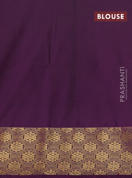 Semi soft silk saree green and purple with allover small checks & buttas and zari woven border