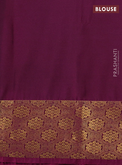 Semi soft silk saree mehendi green and dark magenta pink with allover small checks & buttas and zari woven border