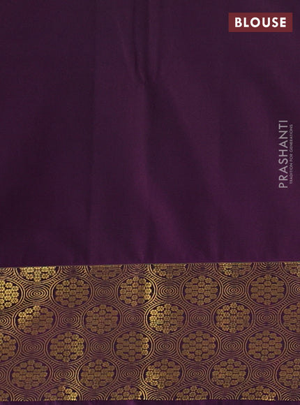 Semi soft silk saree mehendi green and purple with allover small checks & buttas and zari woven border