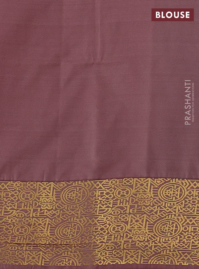 Semi soft silk saree mild lavender and pastel maroon with allover zari woven buttas and zari woven border