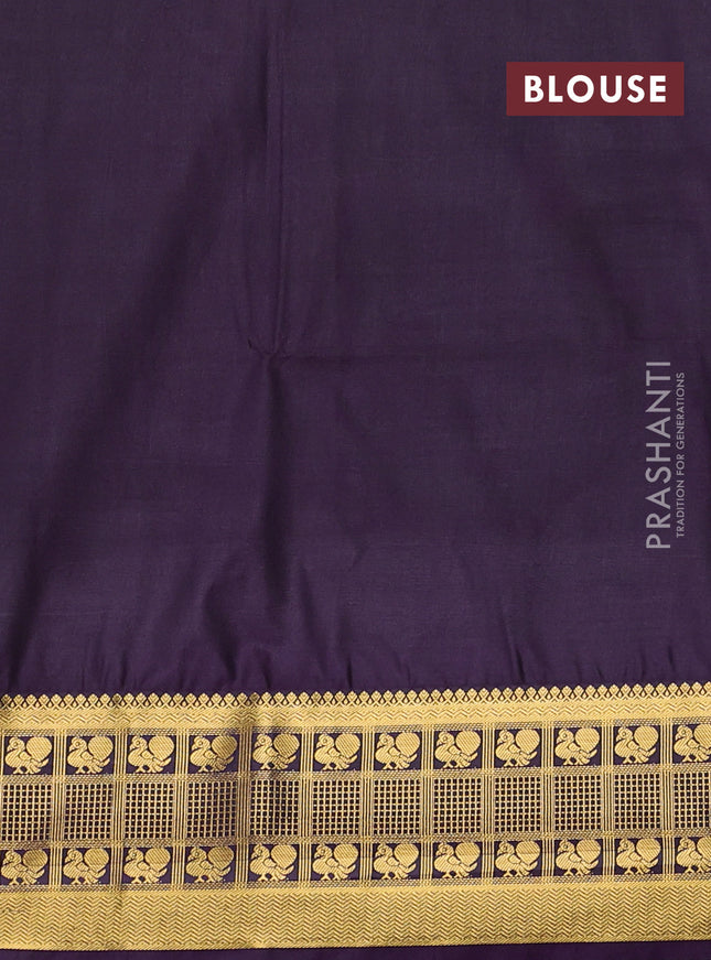 Semi soft silk saree mehendi green and deep purple with allover zari woven buttas and zari woven border