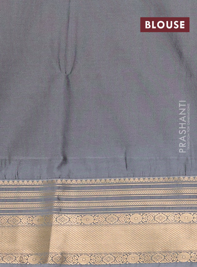 Semi soft silk saree purple and grey with allover zari weaves & buttas and zari woven border
