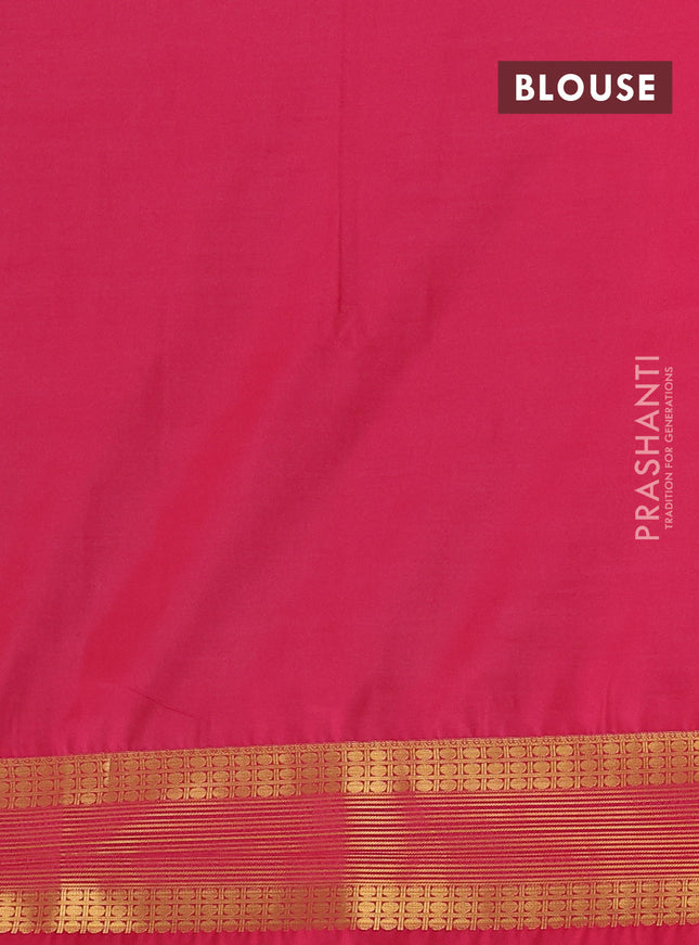 Semi soft silk saree pista green and pink with allover zari weaves & buttas and zari woven butta korvai border