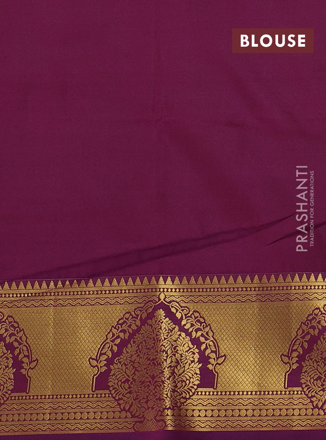 Semi soft silk saree red and purple with allover zari weaves & buttas and zari woven butta korvai border
