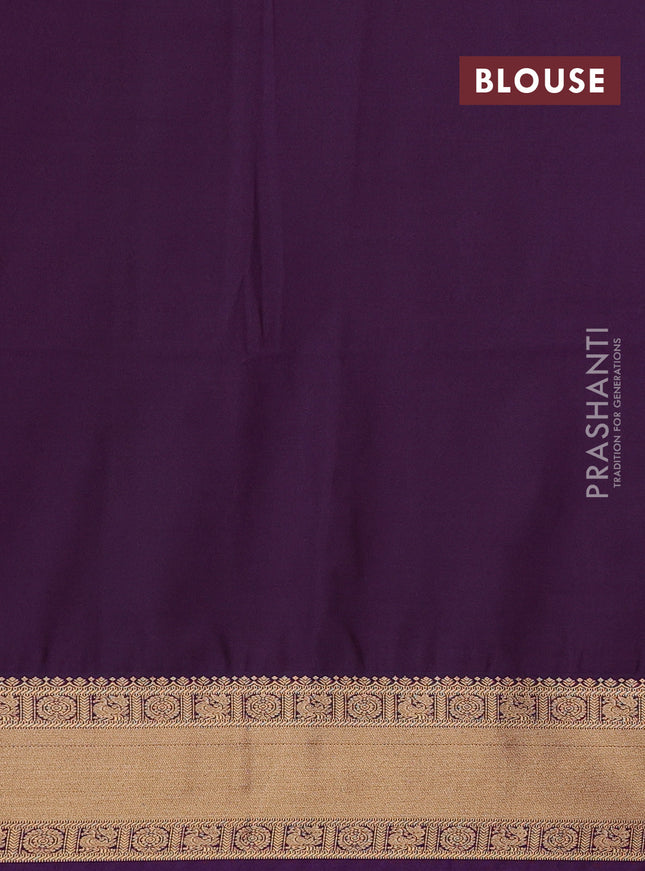 Semi soft silk saree peach pink and purple with allover zari woven buttas and zari woven border