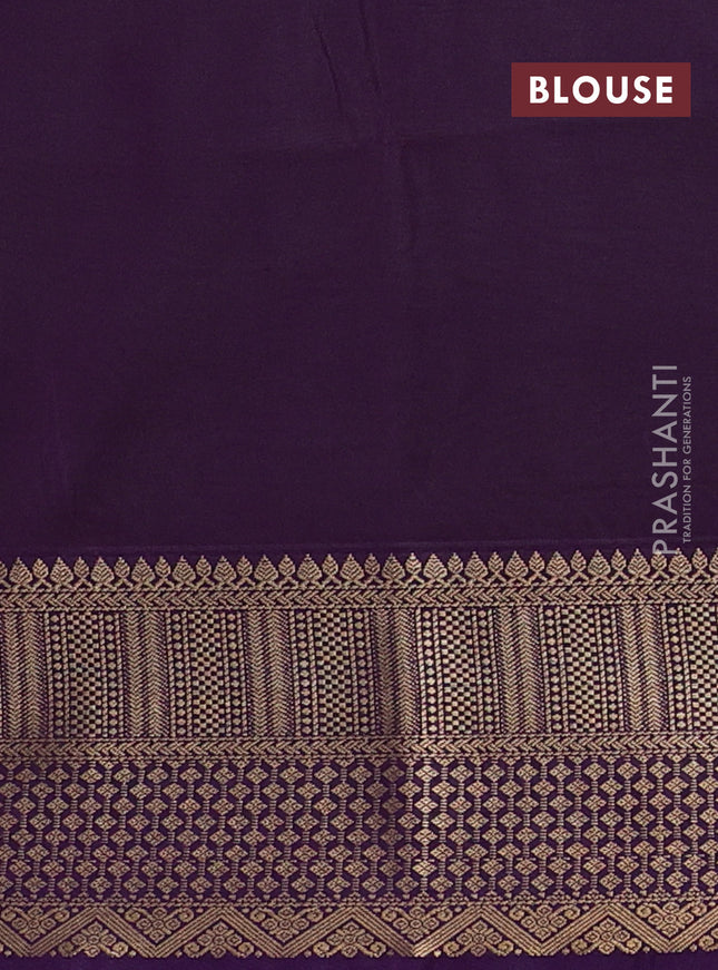 Semi soft silk saree light green and purple with zari woven buttas and zari woven border
