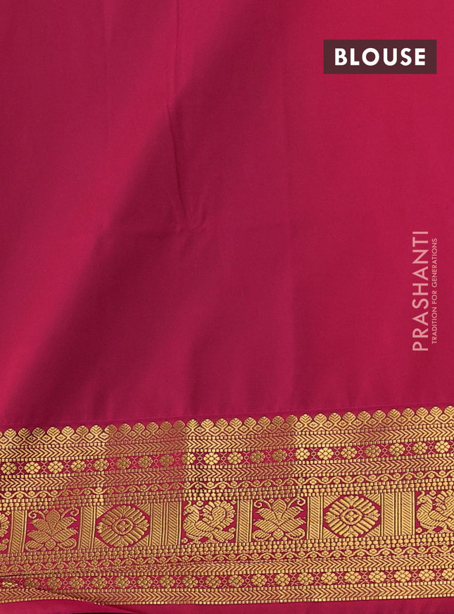 Semi soft silk saree peacock blue and pink with allover zari weaves & buttas and zari woven border