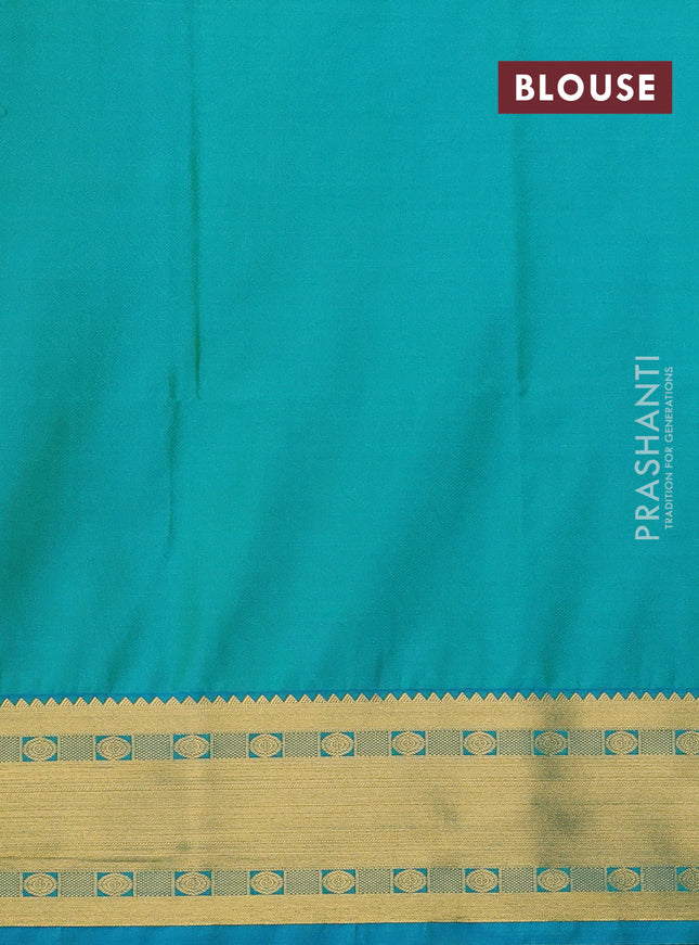 Semi soft silk saree cream and cs blue with zari weaves & buttas and zari woven border