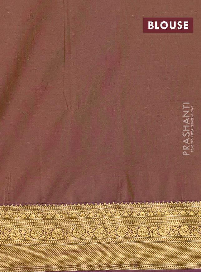 Semi soft silk saree mustard yellow and dual shade of purple with allover zari weaves & buttas and zari woven border