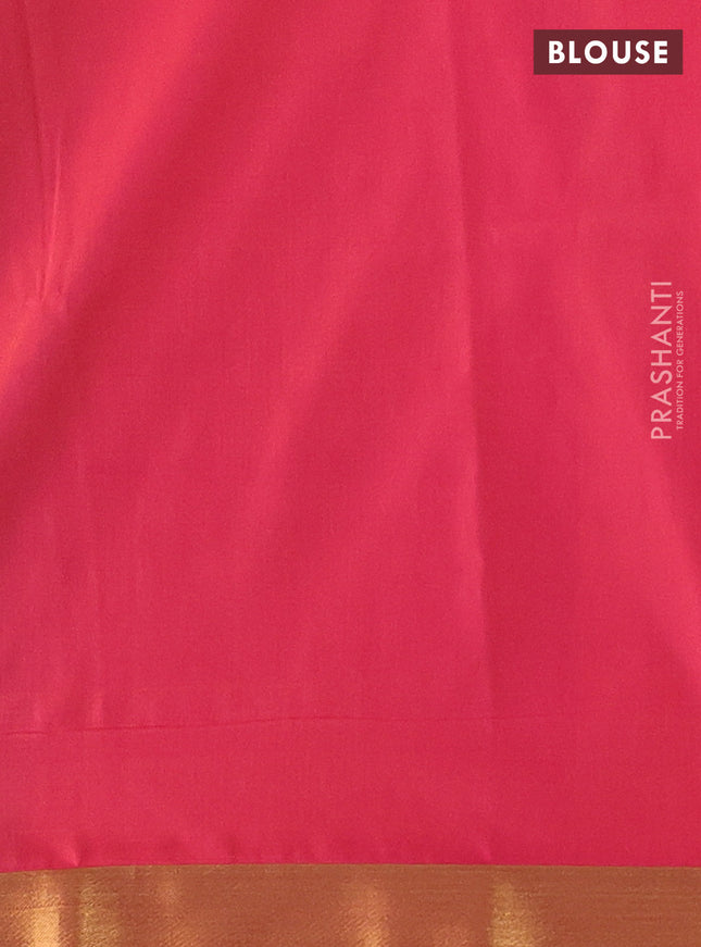 Semi soft silk saree dual shade of lavender and pinkish orange with allover zari weaves & buttas and small zari woven border