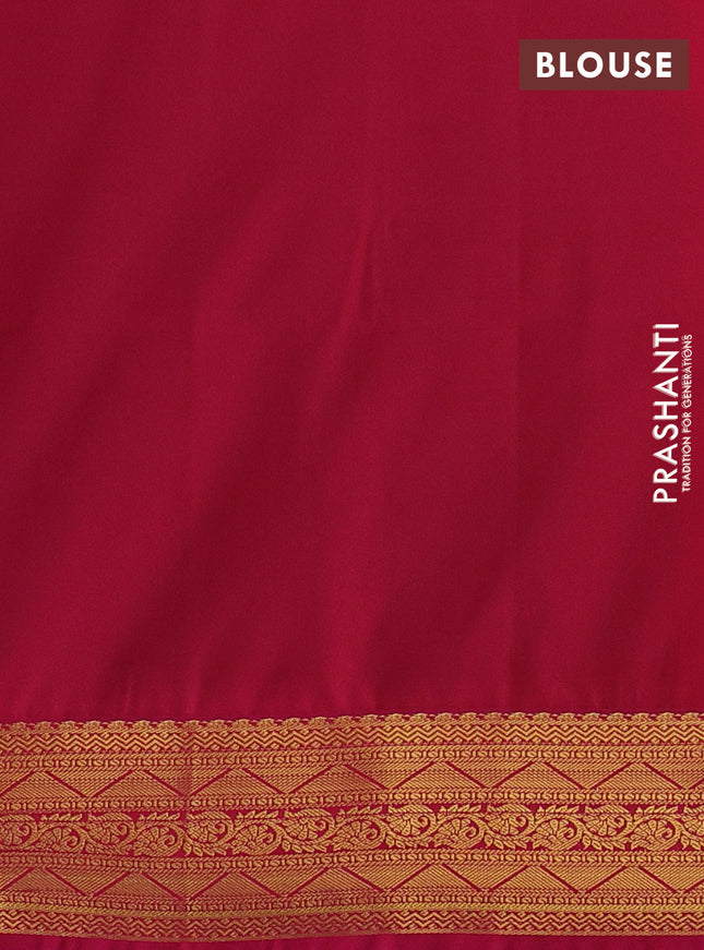 Semi soft silk saree navy blue and pink with allover rudraksha zari woven buttas and zari woven korvai border