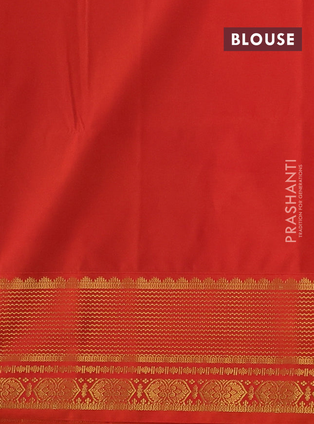 Semi soft silk saree light green and orange with allover zari woven buttas and zari woven border