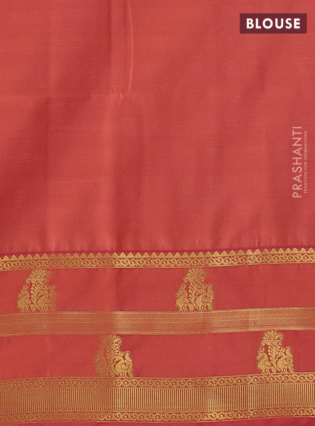Semi soft silk saree mustard yellow and peach pink with allover zari weaves & buttas and zari woven border