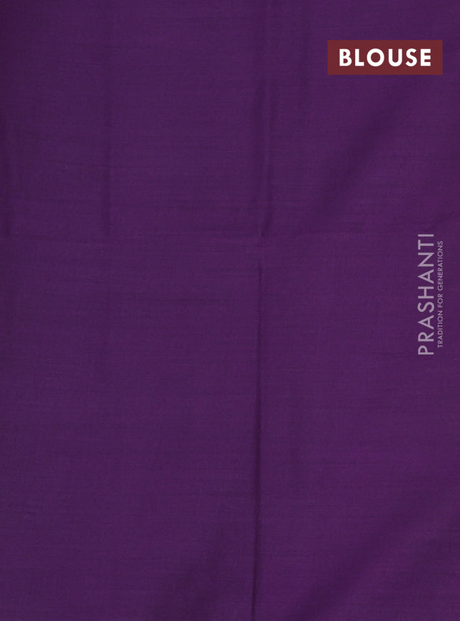 Semi soft silk saree teal blue and purple with allover zari weaves & buttas and long zari woven butta border
