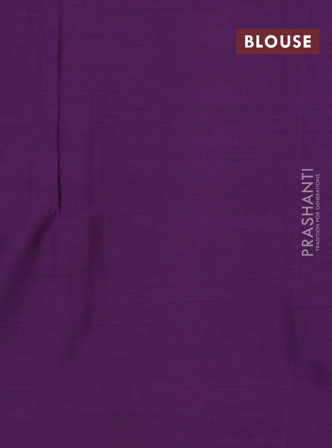 Semi soft silk saree mustard yellow and purple with allover zari weaves & buttas and long zari woven butta border