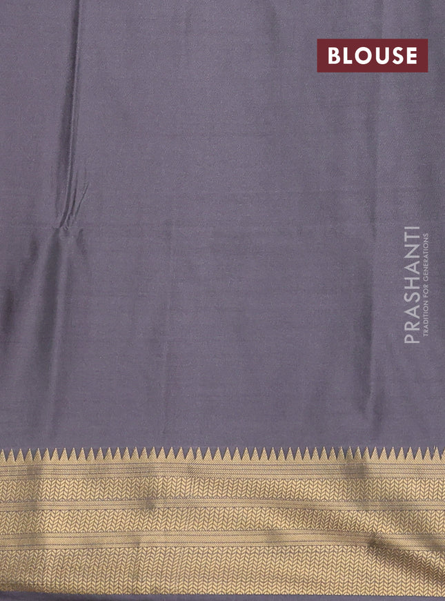 Semi soft silk saree dual shade of orange and grey with allover zari weaves & buttas and zari woven korvai border